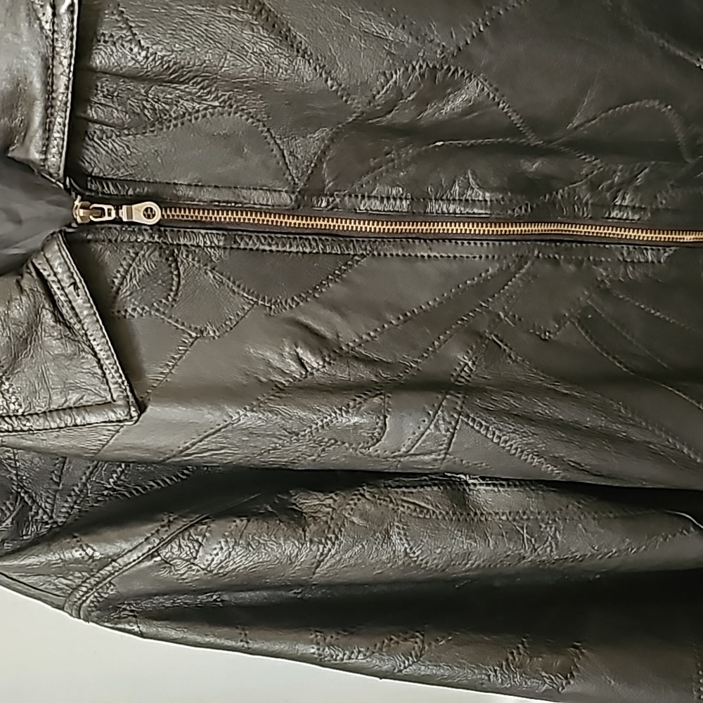 80's Patchwork Black Leather Jacket - image 2
